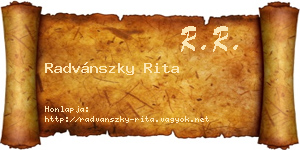 Radvánszky Rita névjegykártya