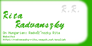 rita radvanszky business card